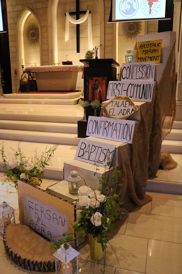 Fersan altar staircase highlighting the sacraments